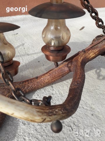 Баварски полилей от еленов рог уникат, снимка 5 - Полилеи - 31342723