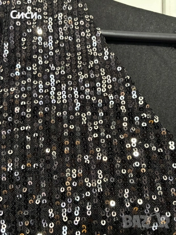 Черна паетена рокля, снимка 4 - Рокли - 52902592