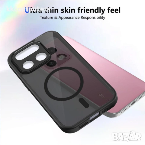 Магнитен Матов Калъф за Realme 16 Pro 5G - PC+TPU, 1.5mm защита, Airbag, Черен, снимка 4 - Калъфи, кейсове - 54148712