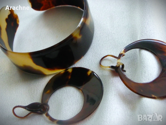 Комплект от черупка на костенурка, снимка 3 - Бижутерийни комплекти - 51778996