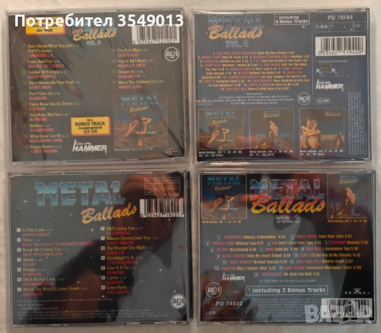 Неофициални cd / цд компакт дискове - нови - VA - Metal Ballads, снимка 2 - CD дискове - 54352308
