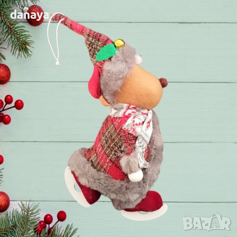4157 Коледна украса за окачване Еленче с кънки, 20см, снимка 3 - Декорация за дома - 42559796