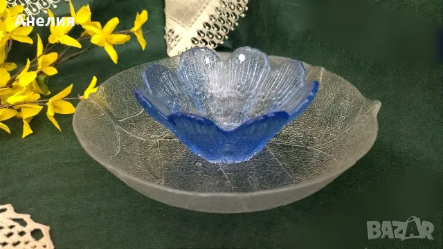 Релефно стъкло купи за ядки,сладки..., снимка 3 - Чинии - 48338268