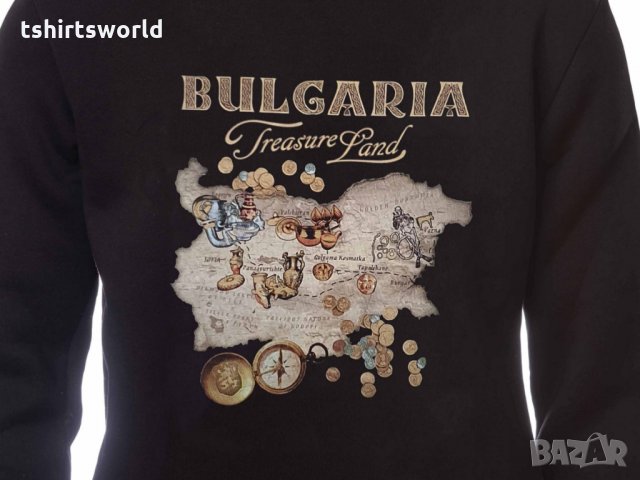 Нов мъжки суичър с трансферен печат TREASURE LAND (Земя на съкровища) България, снимка 6 - Суичъри - 31911859