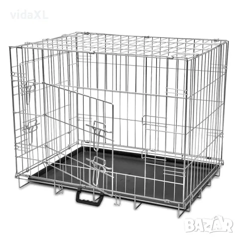 vidaXL Сгъваема метална кучешка клетка, размер L