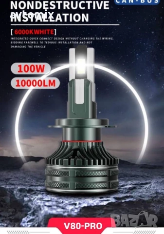 LED Крушки H7 100w 10000LM,12-24v canbus, снимка 6 - Аксесоари и консумативи - 54354265