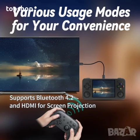 Ретро конзола ANBERNIC RG35XX H 128GB с игри, 4 ядра Cortex-A53 1.5GHz, GPU Mali-G31 MP2 650MHz..., снимка 4 - Nintendo конзоли - 50501510