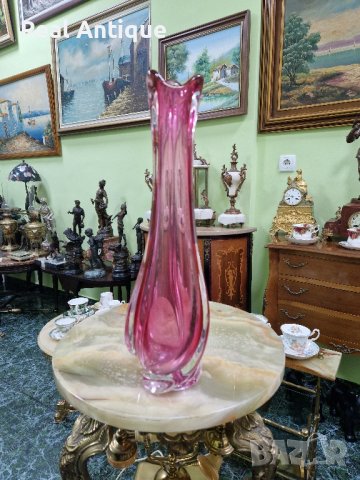 Уникална много красива антикварна белгийска кристална ваза Val Saint Lambert , снимка 3 - Вази - 44303817