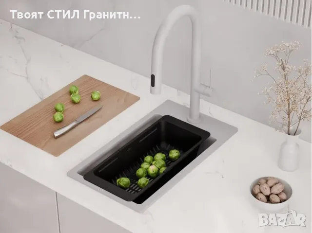 Сива кухненска гранитна мивка Рига 30 XL 280 x 500 mm