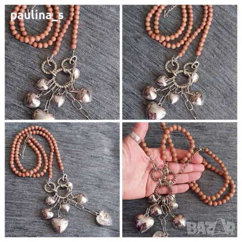 Два броя / Винтидж гердан от естествени камъни и седеф / Русия , снимка 7 - Колиета, медальони, синджири - 34730633