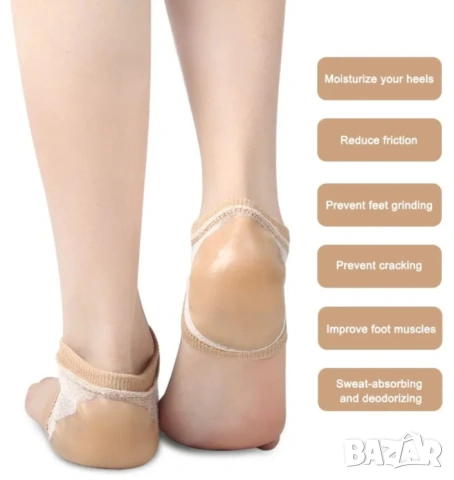 Чорапи с Силиконова Подложка за Напукани Пети Протектори за Пети Против Протриване Плантарен Фасциит