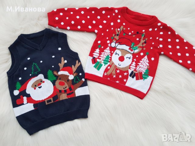 Коледен пуловер 1-2-3 години, снимка 1 - Бебешки блузки - 30815595