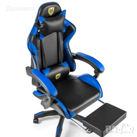 copy of Геймърски стол с регулируема височина, лумбална възглавница и метална основа, снимка 4 - Столове - 53246251