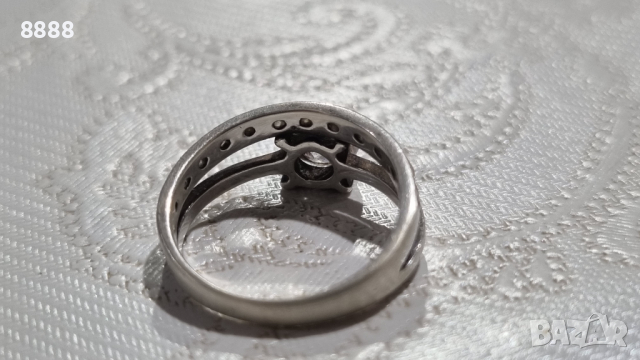 Сребърен пръстен с централен камък , снимка 5 - Пръстени - 44561112