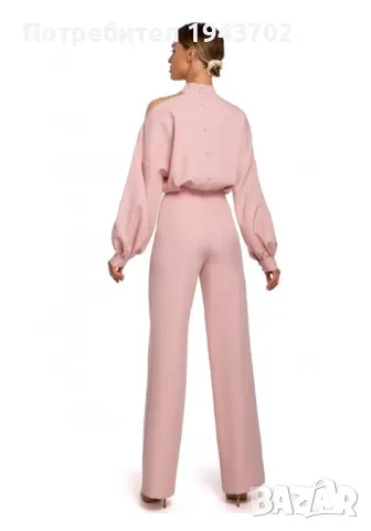 Елегантен дамски гащеризон в цвят пудра M528 MOE, снимка 2 - Гащеризони - 47764713