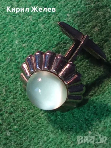 СТАРО СРЕБРИСТО РЕТРО КОПЧЕ За РЪКАВЕЛИ БУТОНЕЛ с ШЛИФОВАН ЛУНЕН КАМЪК 44432, снимка 12 - Антикварни и старинни предмети - 47031227