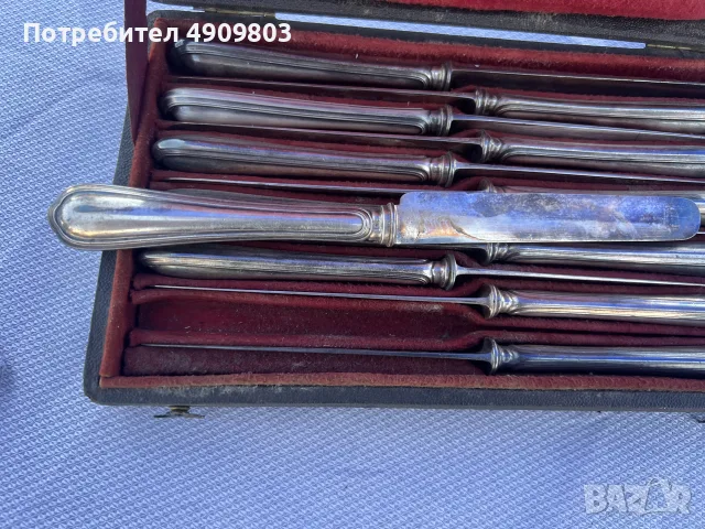 продавам комплект от 12 броя оригинални винтидж посребрени ножове CRISTOFLE-FRANCE, снимка 3 - Антикварни и старинни предмети - 56162223
