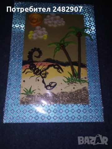 Ръчно изработена арт декорация "Скорпион" - квилинг картичка, снимка 6 - Други - 39798734