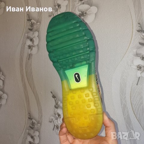 маратонки  Nike Flyknit Air Max Black Turbo Green Volt Mens номер 45,5-46, снимка 11 - Маратонки - 40569218