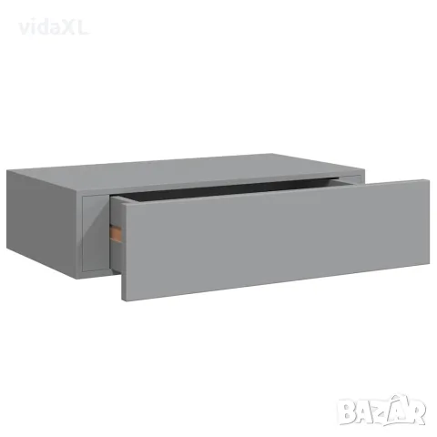 vidaXL Стенни рафтове с чекмеджета, 2 бр, сиви, 40x23,5x10 см, МДФ, снимка 5 - Етажерки - 56146939
