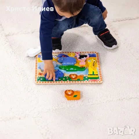 Дървен пъзел с животни Melissa and Doug Сафари 8 части, снимка 4 - Игри и пъзели - 49728539