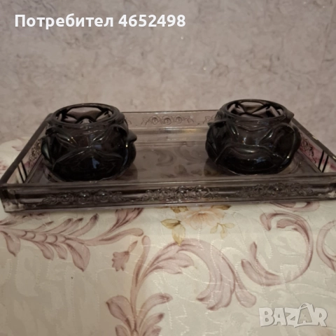 Старинен Свещник ,цветно стъкло, снимка 4 - Декорация за дома - 52677809