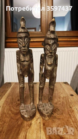 Двойка дървени фигури от Нигерия, снимка 2 - Антикварни и старинни предмети - 52305964