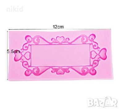 Тясна правоъгълна рамка правоъгълник със сърца силиконов молд форма фондан, снимка 2 - Форми - 40384761