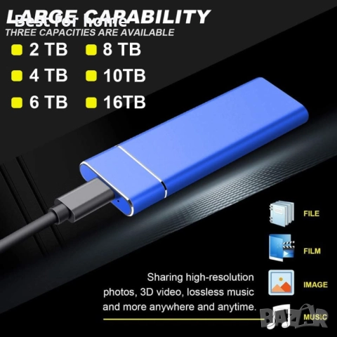 9TB външен твърд диск, преносим SSD, снимка 4 - Твърди дискове - 52953460