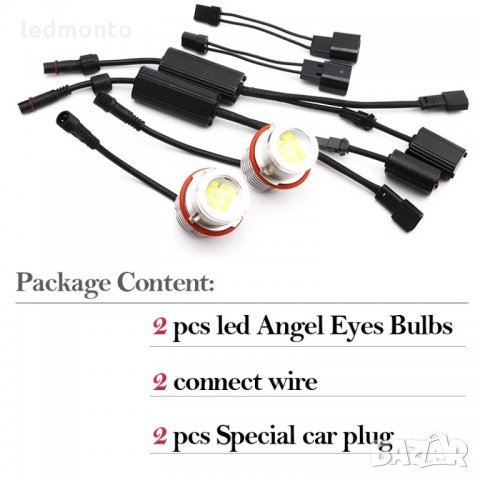 LED фарове ангелски очи крушка, лупи без грешки за BMW 5 6 7 X3 X5 серия E39 M5 E60 E87 E61 E53 E66 , снимка 3 - Аксесоари и консумативи - 31327905