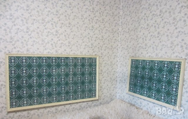 2 бр. бродиран зелен ковьор,  ковьори с рамка и стъкло, снимка 3 - Други - 30193822