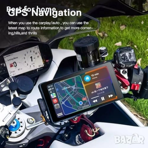 CARabc 5" IPS сензорен екран, преносим Apple Carplay за мотоциклет, снимка 6 - Друга електроника - 53381307