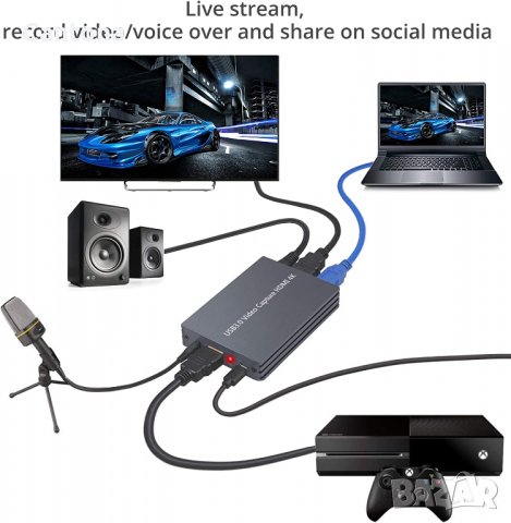 HDMI карта за заснемане на видео,  USB 3.0 HDMI, 4K, 1080P към USB 3.0 Заснемане игри на живо с HDMI, снимка 5 - Кабели и адаптери - 37798990