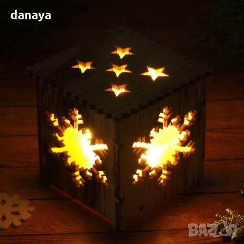 2489 Светеща коледна къщичка Снежинка, 6.5см, снимка 2 - Декорация за дома - 34549741