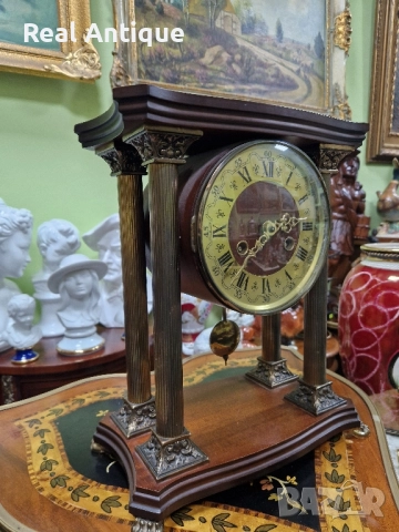 Прекрасен антикварен немски каминен часовник , снимка 4 - Антикварни и старинни предмети - 51951670