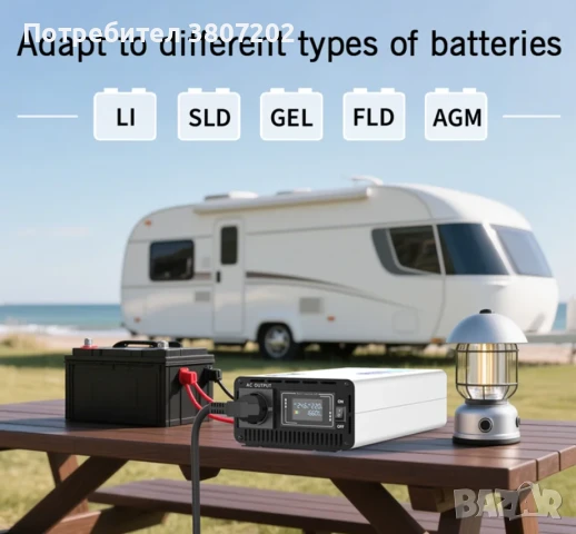 Инвертор чиста синусоида с LCD екран DC 12/24v към AC220v 50Hz 5000W, снимка 4 - Други - 51358704