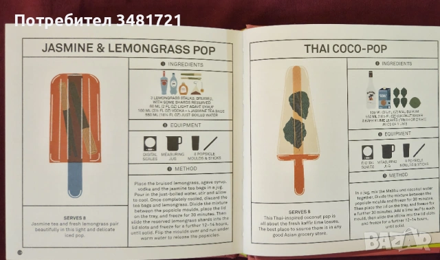 Алкохол на клечка - справочник на замразените коктейли / The Poptail Manual. Over 90 Delicious Froze, снимка 7 - Енциклопедии, справочници - 53882963