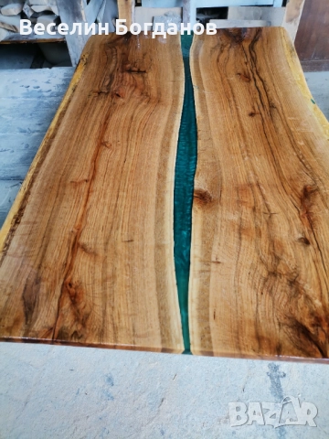 Плот за Маса изработен от червен дъб и епоксидна смола , снимка 7 - Маси - 52693489