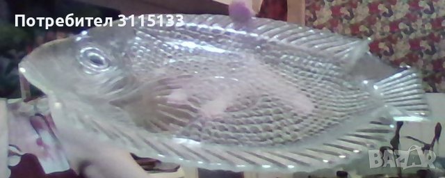 Стъклено плато форма на риба ,ордьоври , снимка 2 - Прибори за хранене, готвене и сервиране - 37970903