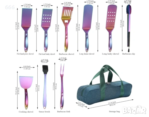 Комплекти инструменти за барбекю 9 части, снимка 2 - Барбекюта - 54128462
