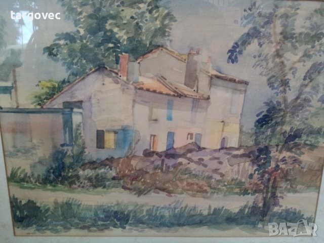 Акварел западна Европа, снимка 2 - Антикварни и старинни предмети - 37133962