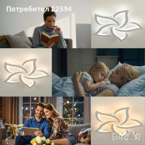 Димируем LED таванна лампа – Бяла 5 глави 60 см., снимка 2 - Лед осветление - 55743204