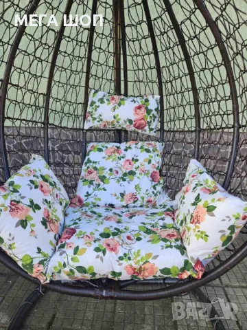 Градинска люлка от PVC ратан с метална конструкция, снимка 7 - Градински мебели, декорация  - 50224547