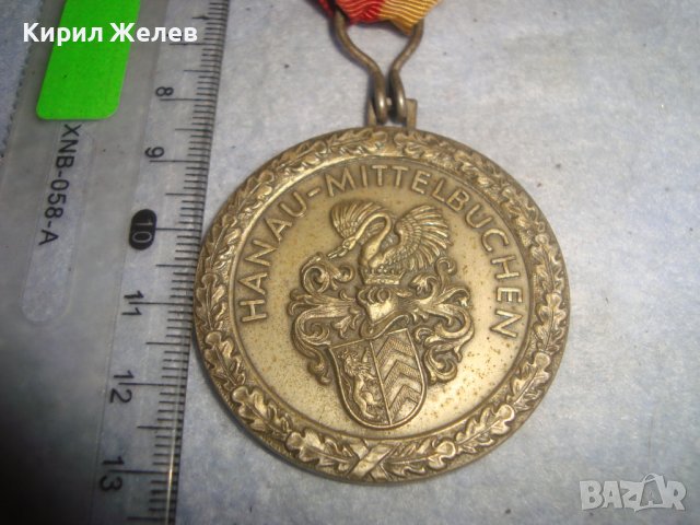 1972г. ХАНАУ РЯДЪК КОЛЕКЦИОНЕРСКИ ПОСРЕБРЕН БРОНЗОВ НЕМСКИ МЕДАЛ с РИЦАРСКИ ГЕРБ 30654 , снимка 3 - Антикварни и старинни предмети - 38026178