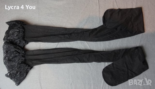 M/L черни чорапи за жартиери с дантела и ликра, снимка 2 - Бельо - 39460356