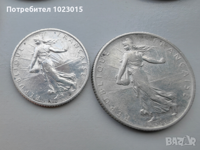 1 и 2 франка 1917г., снимка 2 - Нумизматика и бонистика - 44671590