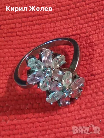 НЕЖЕН ФЛОРАЛЕН СКЪПОЦЕНЕН СРЕБЪРЕН ПРЪСТЕН ЦВЕТЯ РОДИРАНО СРЕБРО 925 с ПЛАНИНСКИ и РОЗОВ КВАРЦ 49727, снимка 13 - Пръстени - 49244551