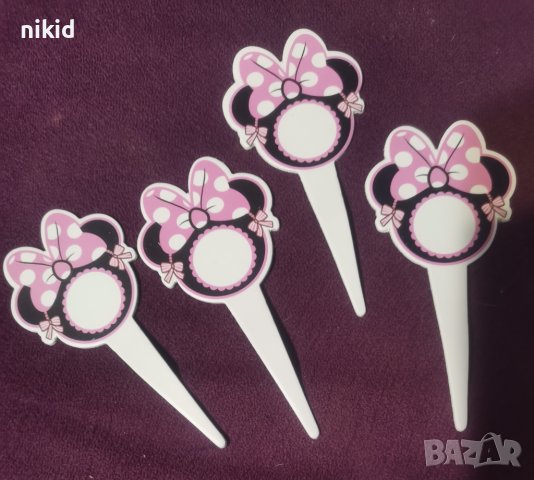 8 бр дълги топери Мини Маус декорация украса за мъфини кексчета парти