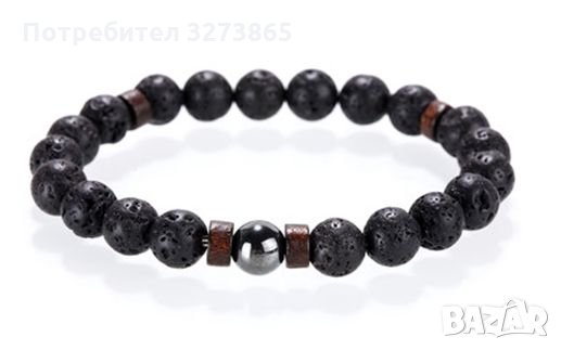 Мъжка гривна от натурален вулканичен лава камък
