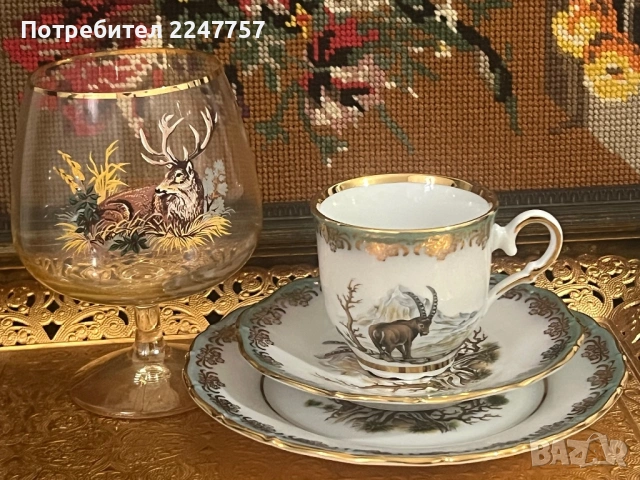 Сет порцелан с ловен мотив, снимка 10 - Антикварни и старинни предмети - 53032086